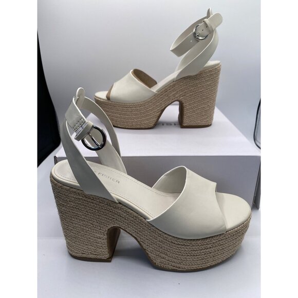 Marc Fisher Shoes - Marc Fisher Women's Ivory Vetina Almond And Open Toe Casual Wedge Sandals NWB
